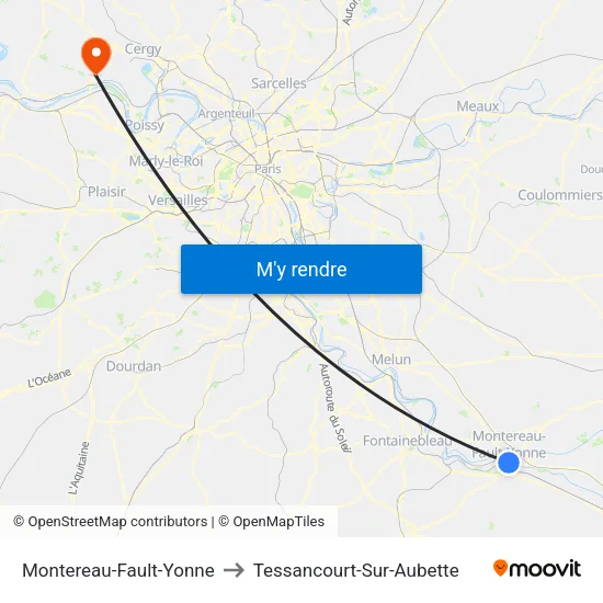 Montereau-Fault-Yonne to Tessancourt-Sur-Aubette map