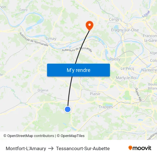 Montfort-L'Amaury to Tessancourt-Sur-Aubette map