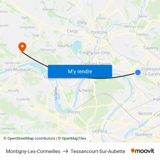 Montigny-Les-Cormeilles to Tessancourt-Sur-Aubette map