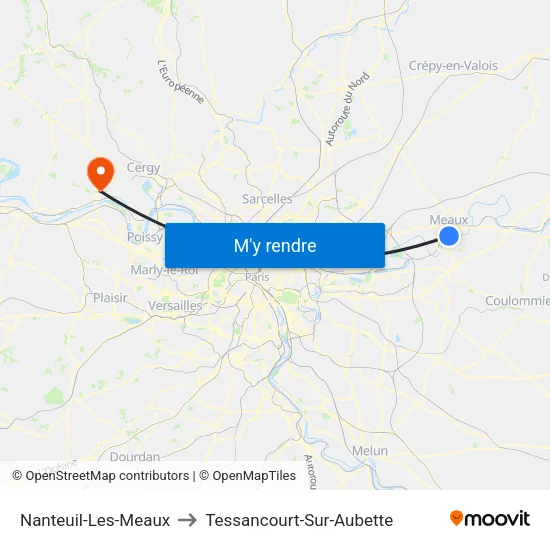 Nanteuil-Les-Meaux to Tessancourt-Sur-Aubette map
