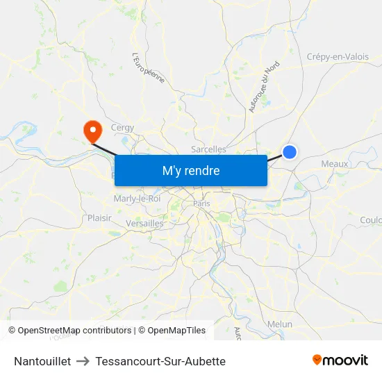 Nantouillet to Tessancourt-Sur-Aubette map