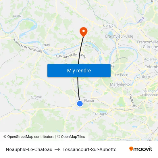 Neauphle-Le-Chateau to Tessancourt-Sur-Aubette map