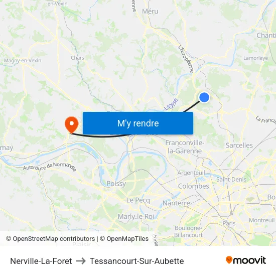 Nerville-La-Foret to Tessancourt-Sur-Aubette map