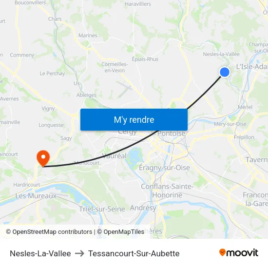 Nesles-La-Vallee to Tessancourt-Sur-Aubette map