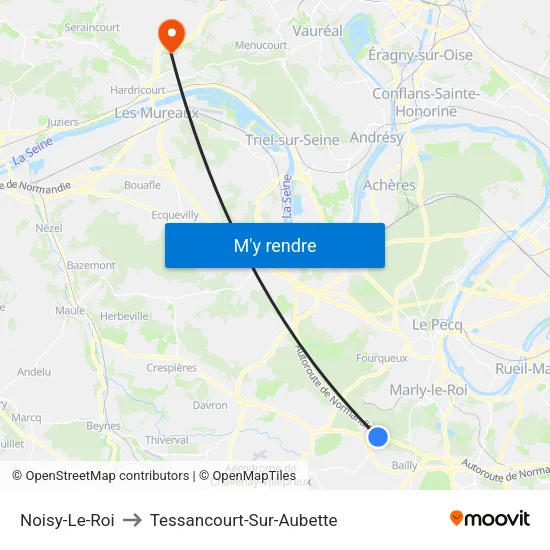 Noisy-Le-Roi to Tessancourt-Sur-Aubette map