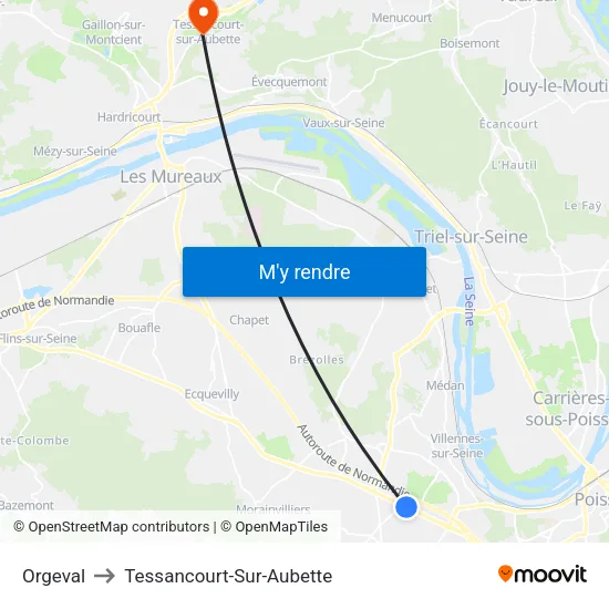 Orgeval to Tessancourt-Sur-Aubette map
