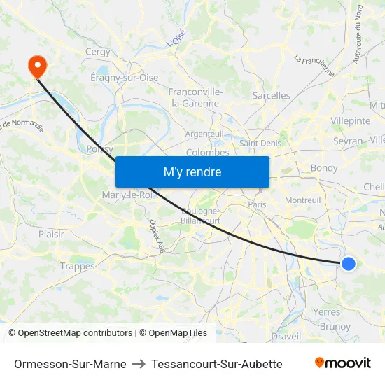 Ormesson-Sur-Marne to Tessancourt-Sur-Aubette map