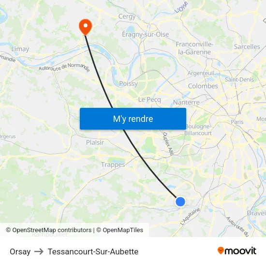 Orsay to Tessancourt-Sur-Aubette map