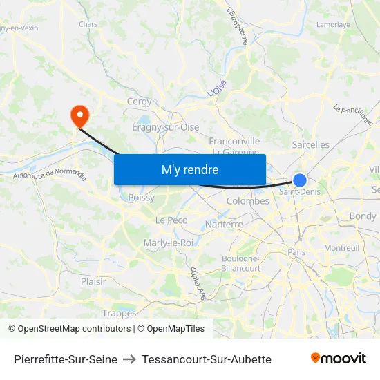 Pierrefitte-Sur-Seine to Tessancourt-Sur-Aubette map