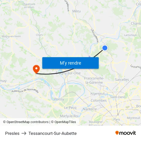 Presles to Tessancourt-Sur-Aubette map