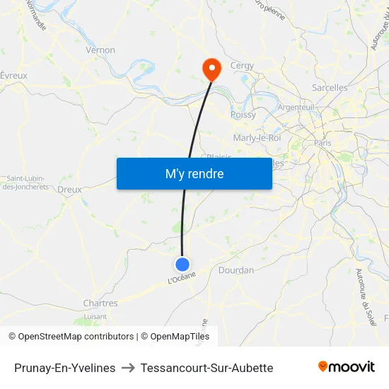 Prunay-En-Yvelines to Tessancourt-Sur-Aubette map