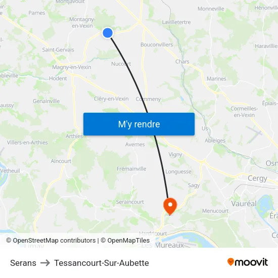 Serans to Tessancourt-Sur-Aubette map