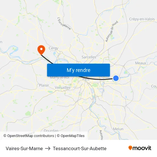 Vaires-Sur-Marne to Tessancourt-Sur-Aubette map