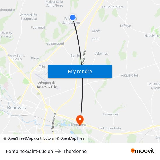 Fontaine-Saint-Lucien to Therdonne map