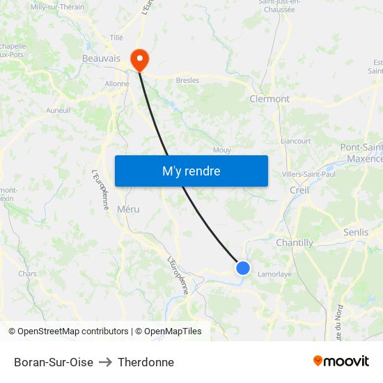 Boran-Sur-Oise to Therdonne map