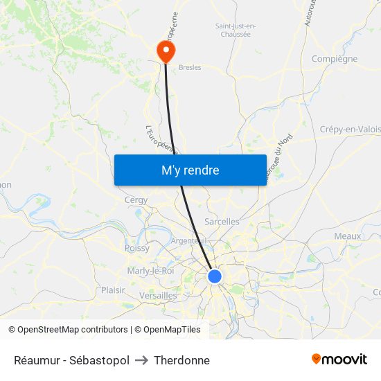 Réaumur - Sébastopol to Therdonne map