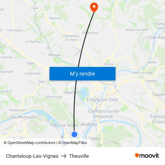 Chanteloup-Les-Vignes to Theuville map