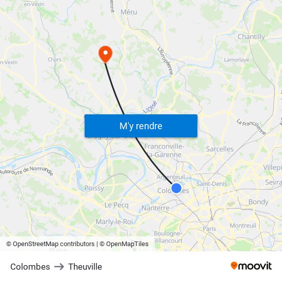 Colombes to Theuville map