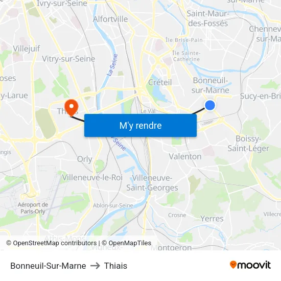 Bonneuil-Sur-Marne to Thiais map