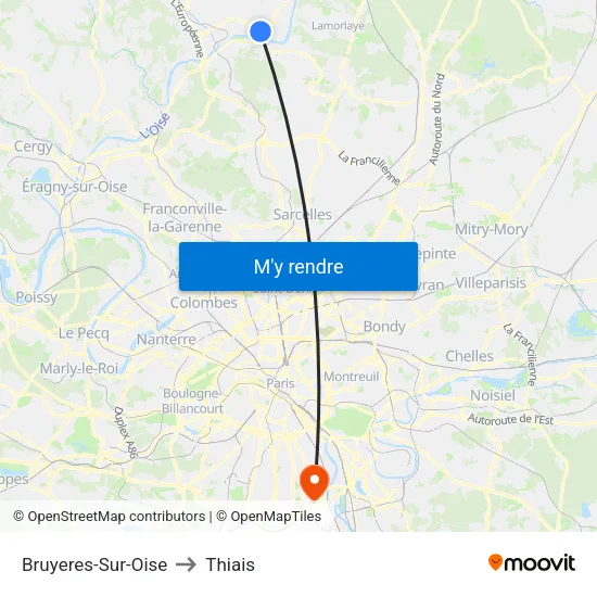 Bruyeres-Sur-Oise to Thiais map