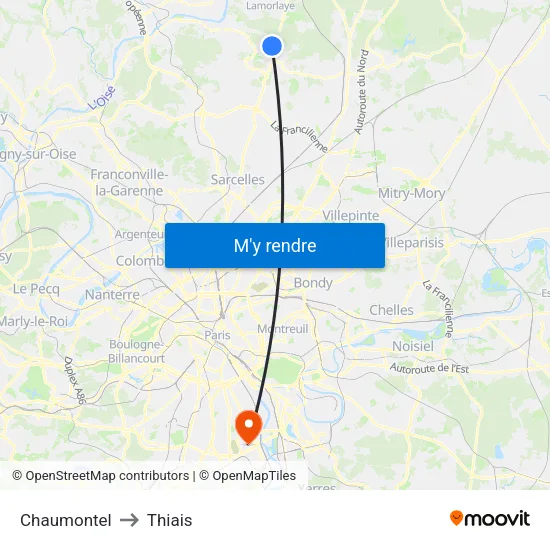 Chaumontel to Thiais map
