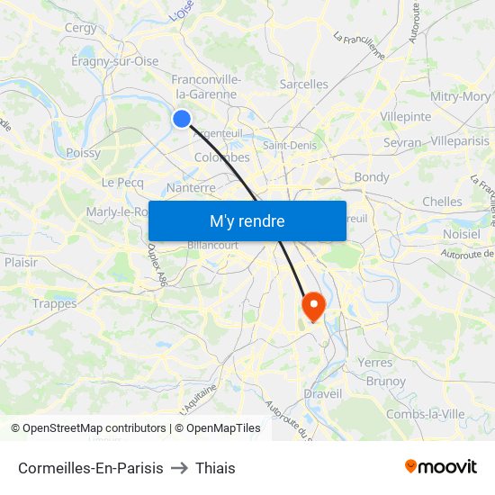 Cormeilles-En-Parisis to Thiais map