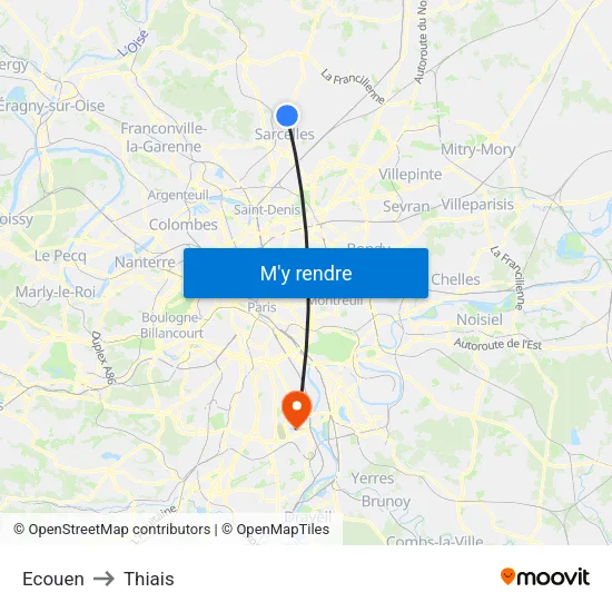 Ecouen to Thiais map