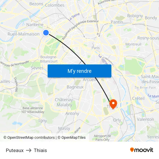 Puteaux to Thiais map