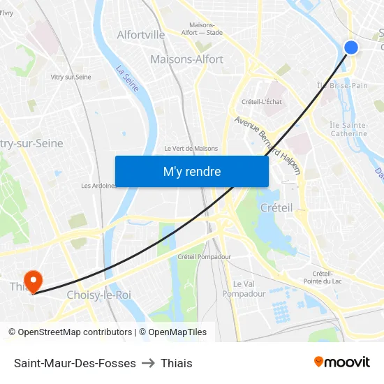 Saint-Maur-Des-Fosses to Thiais map