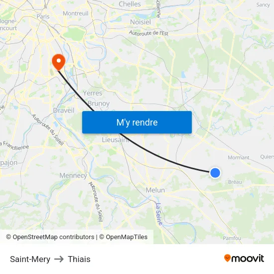 Saint-Mery to Thiais map