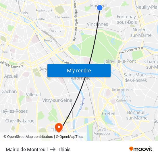 Mairie de Montreuil to Thiais map