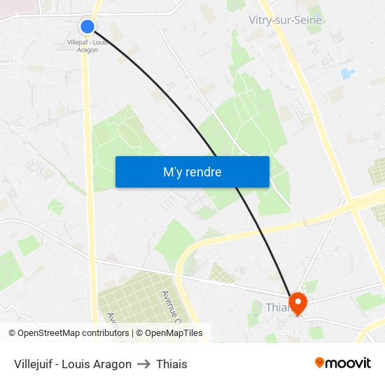 Villejuif - Louis Aragon to Thiais map