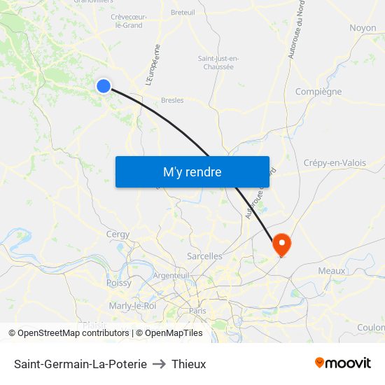 Saint-Germain-La-Poterie to Thieux map