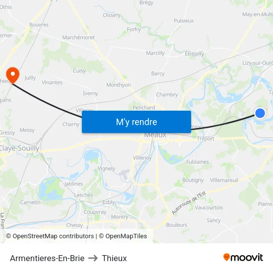 Armentieres-En-Brie to Thieux map