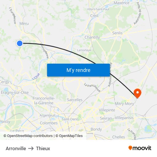 Arronville to Thieux map