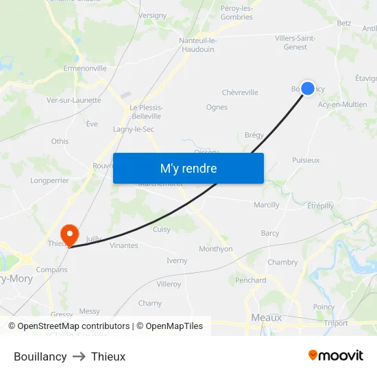 Bouillancy to Thieux map