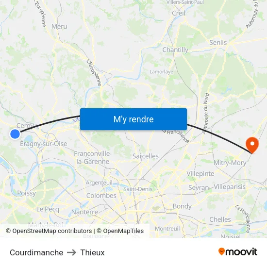 Courdimanche to Thieux map
