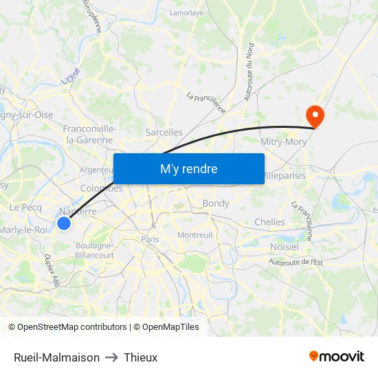 Rueil-Malmaison to Thieux map