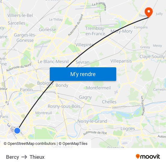 Bercy to Thieux map