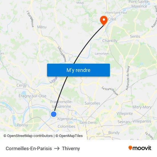 Cormeilles-En-Parisis to Thiverny map