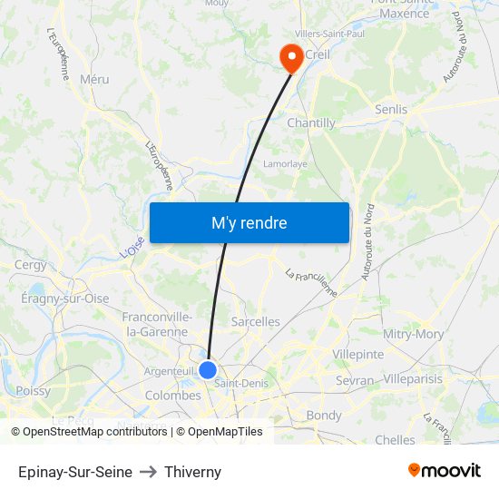 Epinay-Sur-Seine to Thiverny map