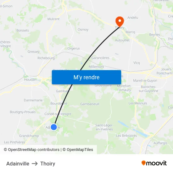 Adainville to Thoiry map