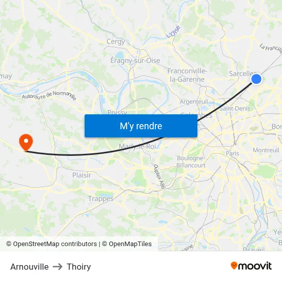 Arnouville to Thoiry map