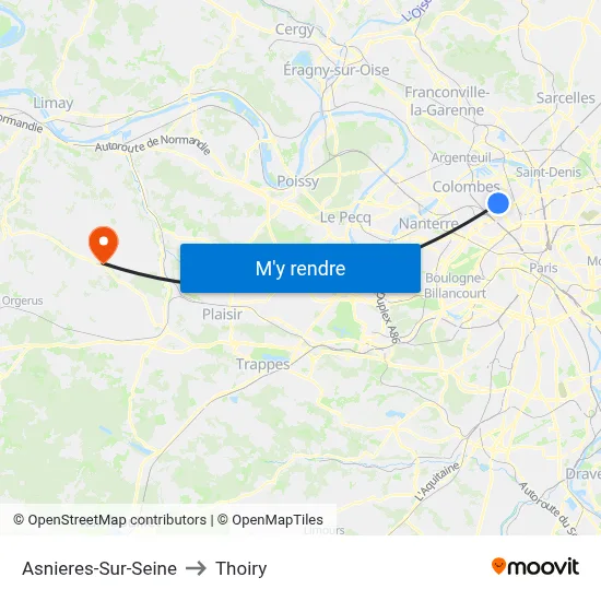 Asnieres-Sur-Seine to Thoiry map