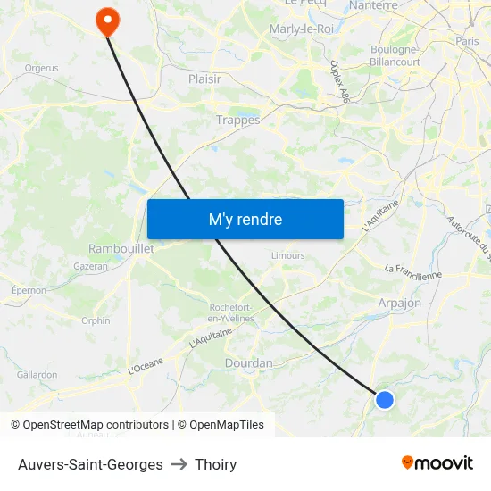Auvers-Saint-Georges to Thoiry map