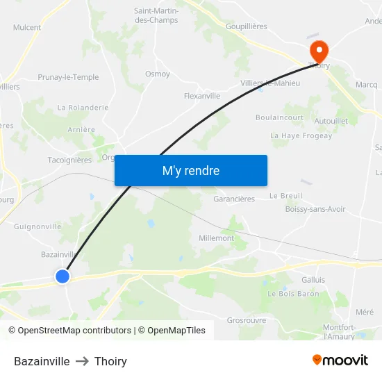 Bazainville to Thoiry map