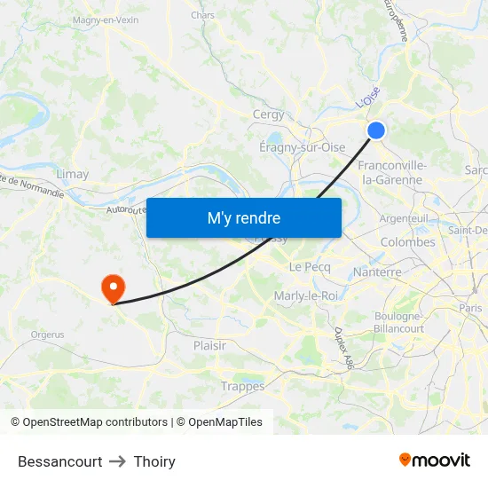 Bessancourt to Thoiry map