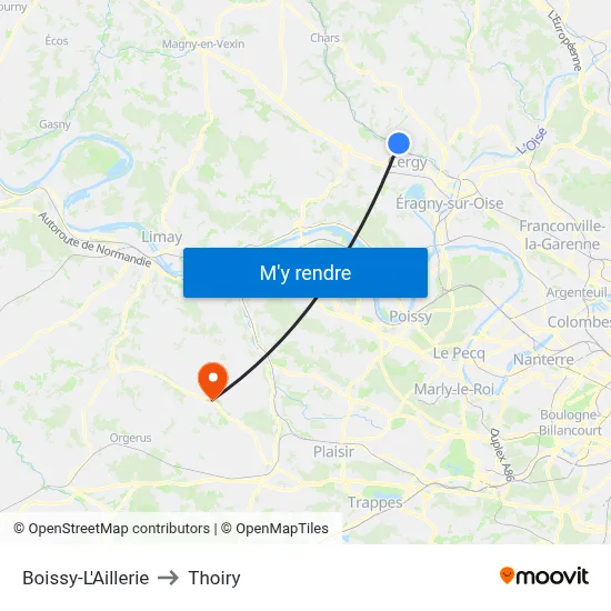 Boissy-L'Aillerie to Thoiry map