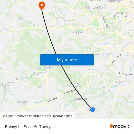 Boissy-Le-Sec to Thoiry map