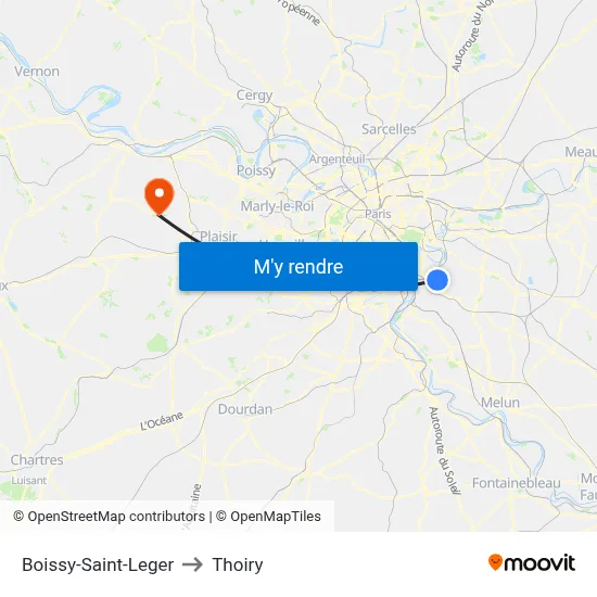 Boissy-Saint-Leger to Thoiry map